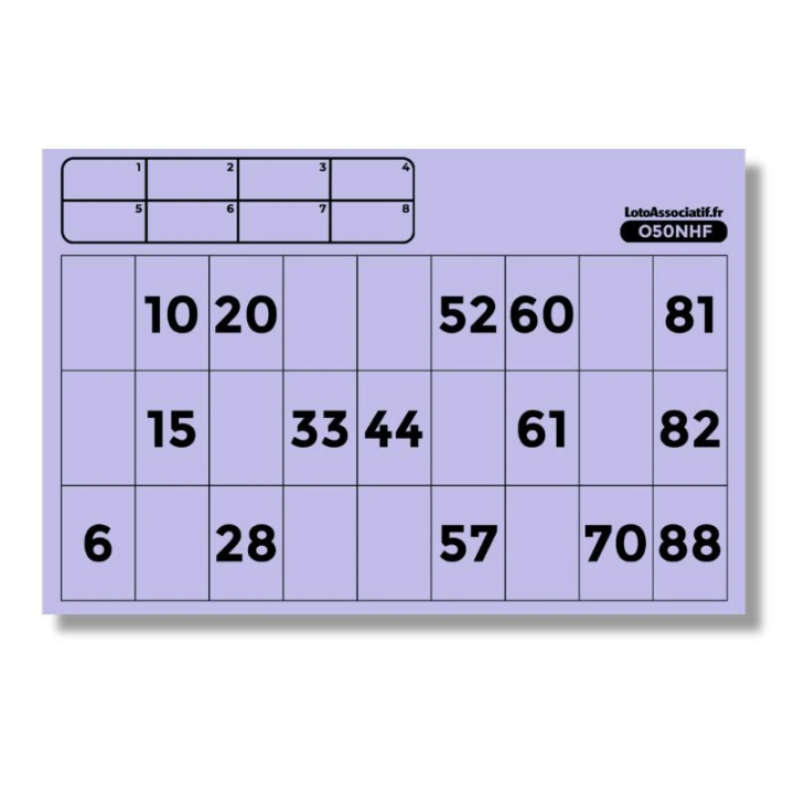 Feuilles loto 500 violet recto – carton loto association