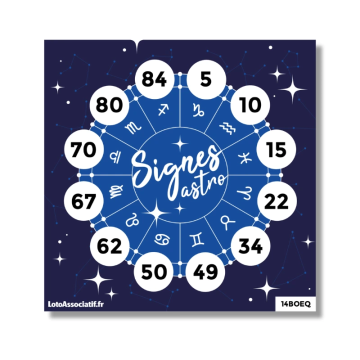 Loto Signes Astro | 255 cartons à 12 numéros