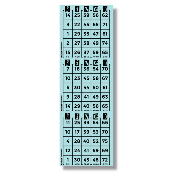 Bingo américain ×3 – bande découpable en grilles individuelles