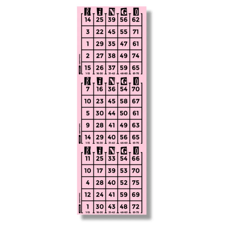 Bande verticale de 3 grilles de Bingo américain – vue principale
