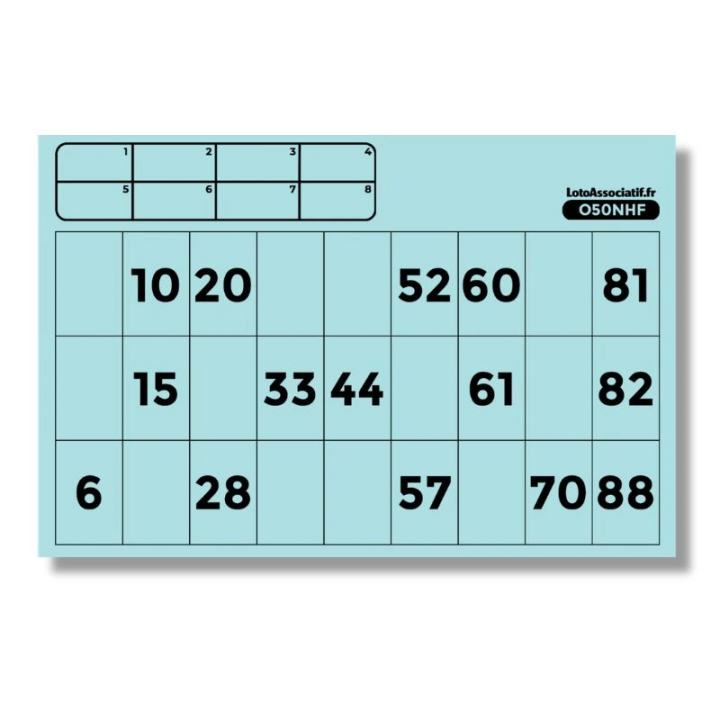 500 cartons de loto rigides Bristol 330 g/m² – bleu, recto