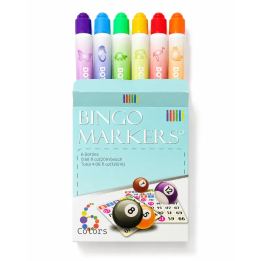 Coffret de 6 marqueurs tampons loto et Bingo 20 ml en couleurs assorties