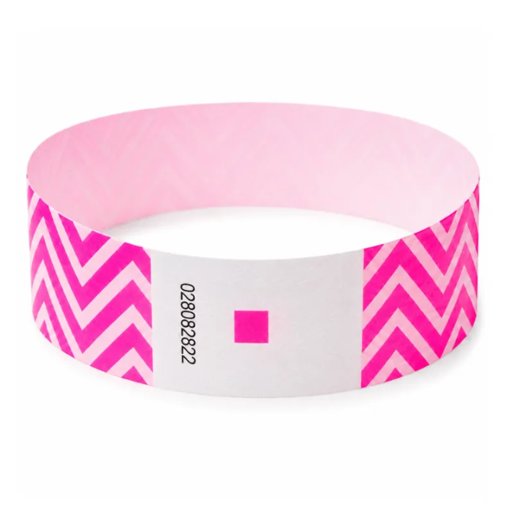 Bracelet événementiel rose 19 mm à usage unique avec numéro individuel
