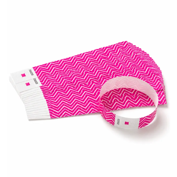 Lot de 100 bracelets événementiels roses fluorescents sous lumière UV