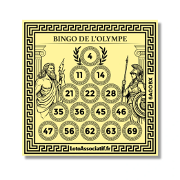 Bingo Olympe – carton mythologie grecque à 15 numéros, vue principale