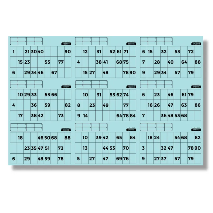 Plaque de loto 9 grilles – coloris disponible