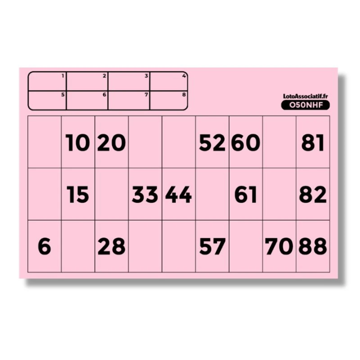 Feuilles loto jetables rose recto – tombola kermesse