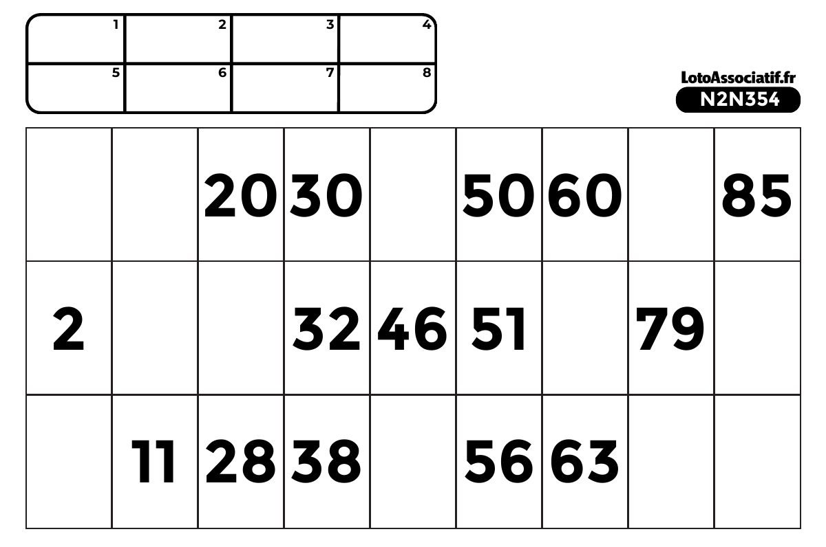 Aperçu d’un des 20 cartons de loto traditionnels inclus dans le PDF gratuit