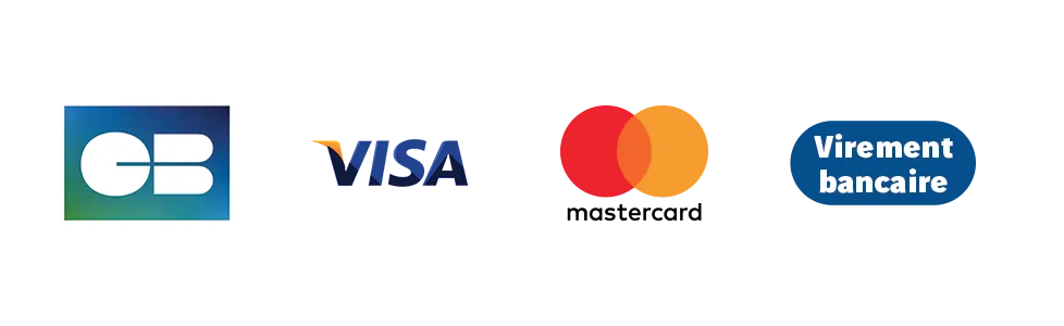 Logos des moyens de paiement sécurisés CB Visa Mastercard et virement bancaire
