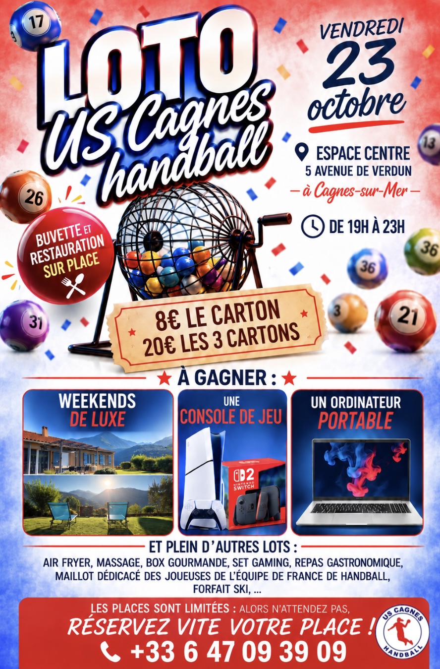 Grand loto Us cagnes handball — loto associatif à Cagnes-sur-Mer