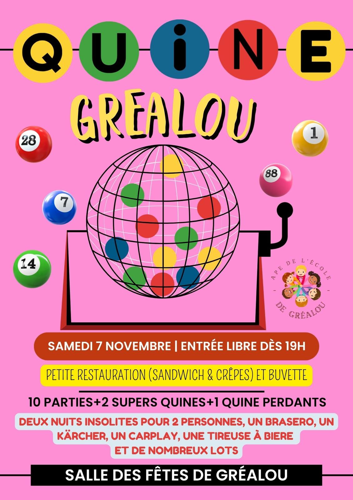 Quine APE de Gréalou — loto associatif à Gréalou