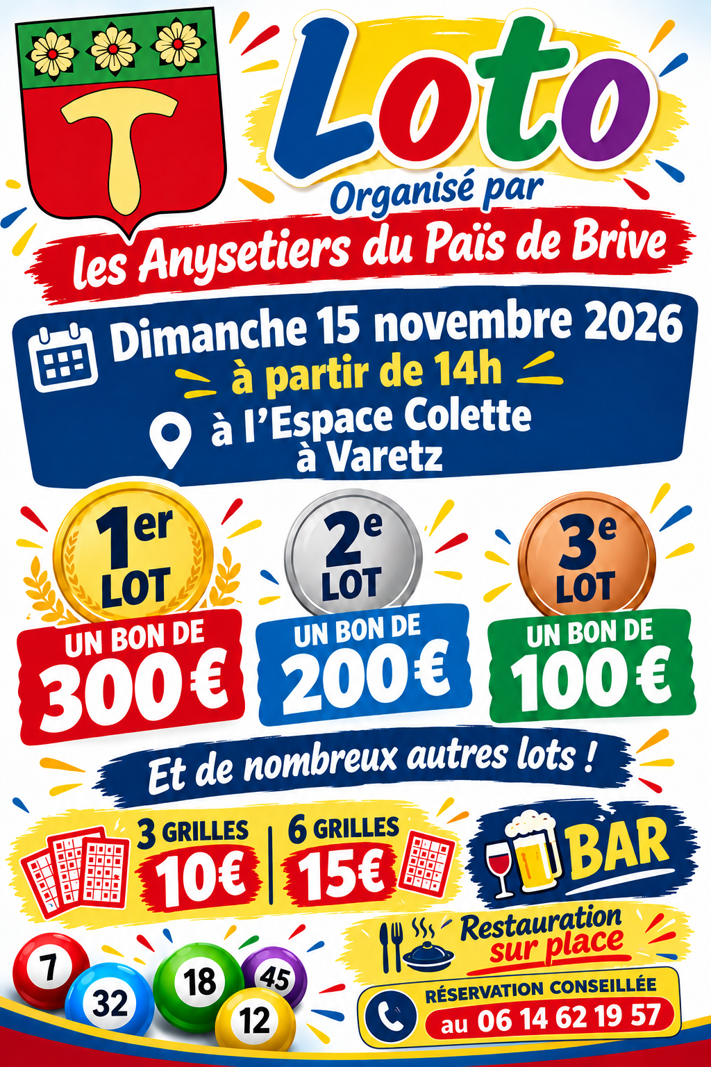 Grand LOTO Des Anysetiers des Païs de Brive — loto associatif à Varetz