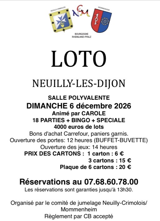 Loto du comité de jumelage — loto associatif à Neuilly-les-Dijon