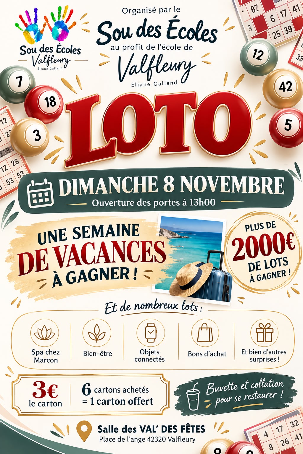 LOTO : "une semaine de vacances à gagner" — loto associatif à Valfleury